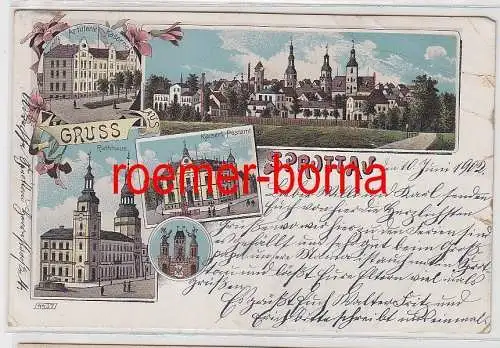 74309 Ak Lithografie Gruss aus Sprottau Szprotawa Kaserne usw. 1902