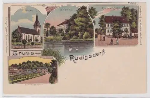 94884 Ak Lithographie Gruß aus Rüdigsdorf bei Frohburg Restaurant Mühle um 1900