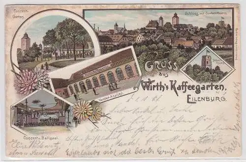 69476 Ak Lithographie Gruß aus Wirth´s Kaffeegarten Eilenburg 1901