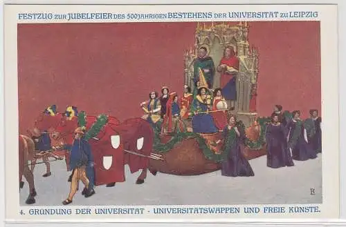 23401 Künstler Ak Festzug vom 500jährigen Jubiläum der Universität Leipzig 1909