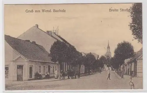 05648 Ak Gruß aus Wendisch Bucholz, Straßenansicht Breite Straße, 1921