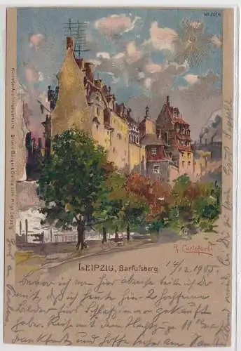 92862 Ak Lithographie Leipzig Barfussberg 1905