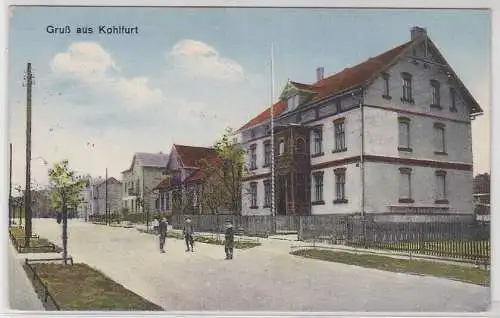 87538 AK Gruß aus Kohlfurt (Węgliniec) - Straßenansicht mit Kindern 1932