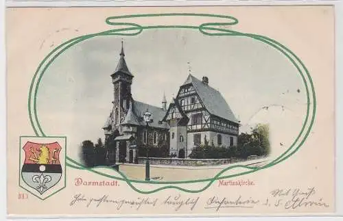 35713 Wappen Ak Darmstadt Martinskirche 1902