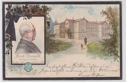 08401 Ak Schloß Friedrichsruh und Fürst Bismarck 1905
