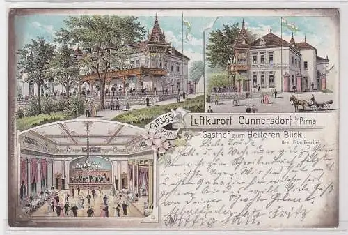 44467 Ak Lithographie Gruß vom Luftkurort Cunnersdorf bei Pirna 1902