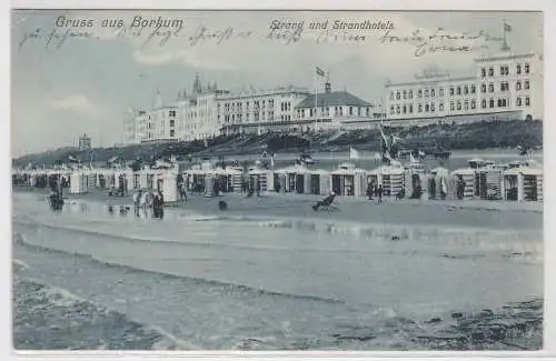 43304 Ak Gruß aus Borkum Strand und Strandhotels 1906