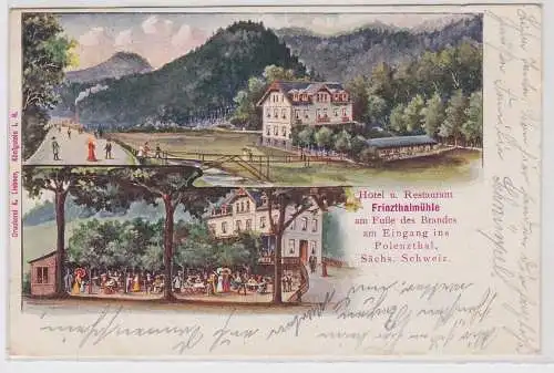 67285 Ak Hotel & Restaurant Frinzthalmühle im Polenzthal sächs. Schweiz 1907