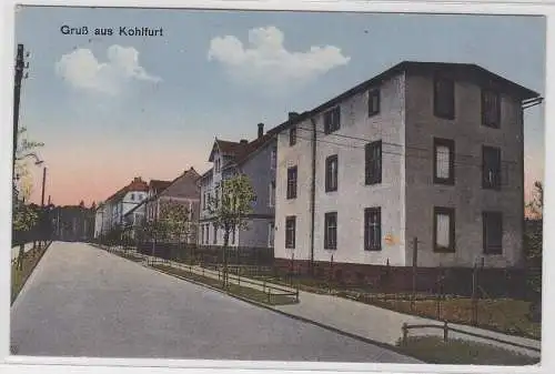 36152 Feldpost AK Gruß aus Kohlfurt - Straßenansicht mit Stadthäusern 1940