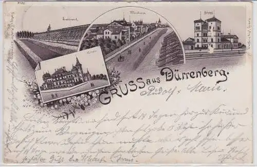 91461 Ak Lithographie Gruß aus Dürrenberg Bahnhof usw. 1900