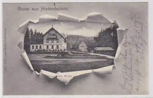 96846 Ak Gruß aus Hinterdaubitz Zadní Doubice böhmische Mühle 1906