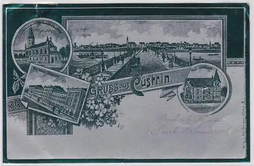 94543 Ak Gruß aus Cüstrin Kostrzyn nad Odrą Kaserne, Post usw. 1902