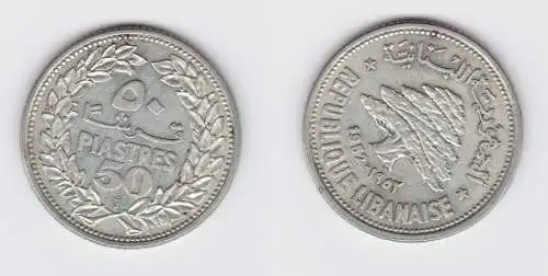 50 Piaster Silber Münze Libanon 1952 vz (153105)