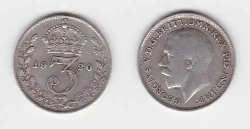 3 Pence Silber Münze Großbritannien Georg V. 1920 ss (153760)