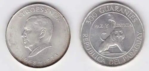 300 Guaranies Silber Münze Paraguay Alfred Sroessner 1968-1973 (155650)