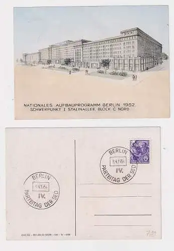 905523 Ak Nationales Aufbauprogramm Berlin 1952 Stalinallee Block C Nord