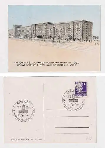 905522 Ak Nationales Aufbauprogramm Berlin 1952 Stalinallee Block B Nord
