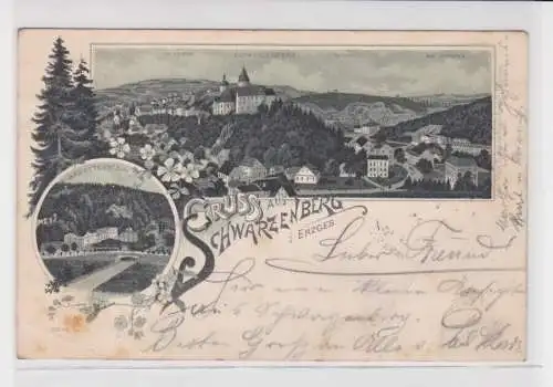 907713 Lithographie Ak Gruss aus Schwarzenberg im Erzgebirge 1900