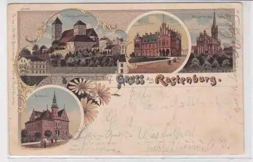 908552 Lithographie Ak Gruss aus Rastenburg Raistpilis 1898