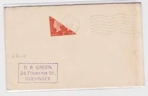 906968 Deutsche Besetzung Kanalinsel Guernsey – Halbierung auf Brief 1940