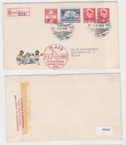 906487 Einschreibebrief 15 Jahre Befreiung Dänemark 5. Mai 1960 SDR STRØMFJORD