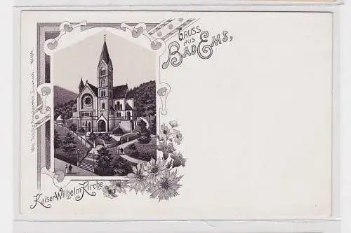 908104 Ak Gruss aus Bad Ems Kaiser-Wilhelm-Kirche um 1900