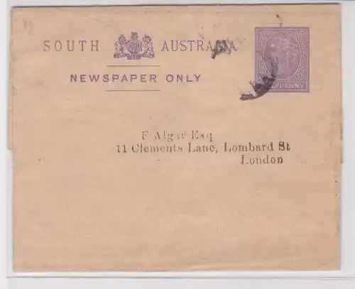 907485 Ganzsachen Streifband South Australia nach London Newspaper Only Wrapper