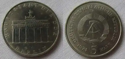 DDR Gedenk Münze 5 Mark Brandenburger Tor 1971 Stempelglanz (104344)