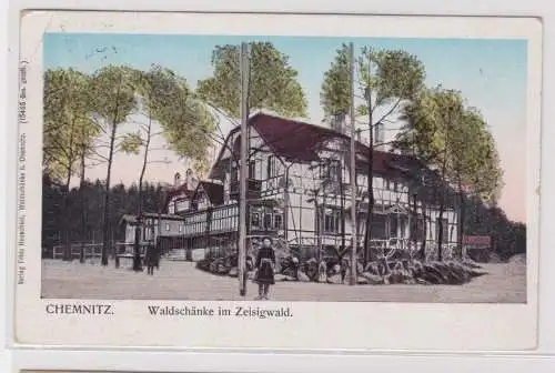 72141 AK Chemnitz - Waldschänke im Zeisigwald davor Gäste 1908
