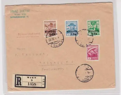 95063 Einschreibebrief Österreich Winterhilfe (II) Volkstrachten-Marken 1935