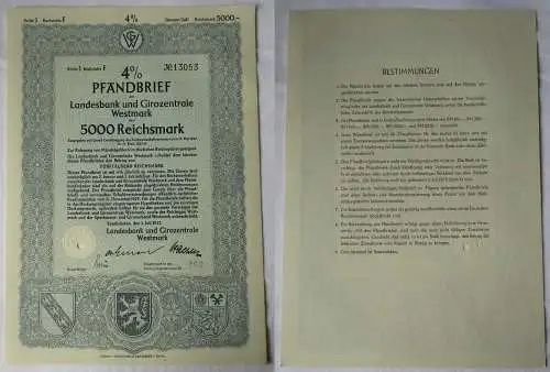 5000 Reichsmark Landesbank & Girozentrale Westmark Saarbrücken 1.7.1942 (138485)