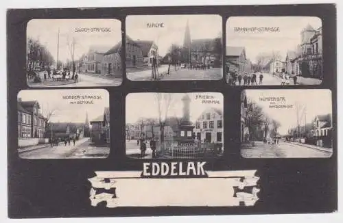 18988 Mehrbild Ak Eddelak Süderstraße, Norderstraße, Bahnhofstraße 1907