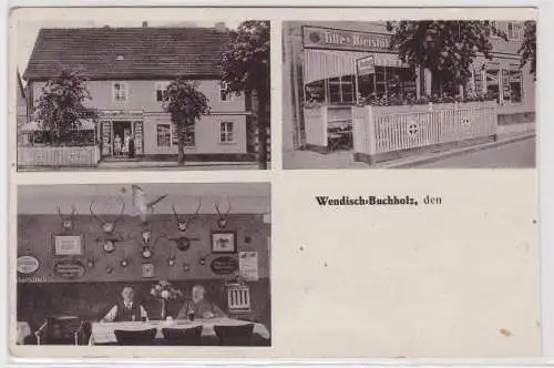 82374 Mehrbild Ak Wendisch Buchholz Feinkost und Restauration um 1940