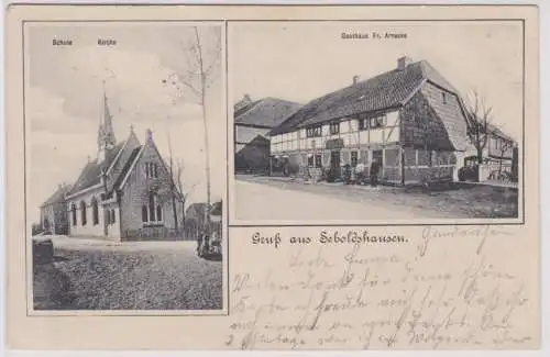 303052 Mehrbild Ak Gruß aus Seboldshausen Gasthaus, Kirche, Schule 1908