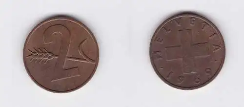 2 Rappen Kupfer Münze Schweiz 1969 B (120074)
