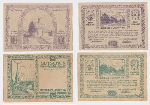 10 und 20 Heller Banknote Zwettl (140178)