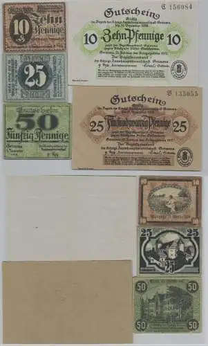 2 x 10, 2 x 25 & 50 Pfennig Banknoten Stadt Grimma 1917/1918 (153871)
