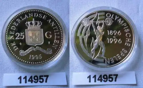 25 Gulden Silber Münze Niederländische Antillen Olympiade 1996 Atlanta (114957)
