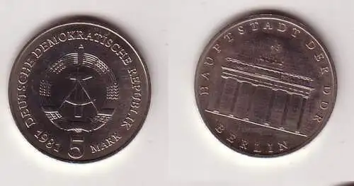 DDR Gedenk Münzen 5 Mark Brandenburger Tor 1981 (108665)