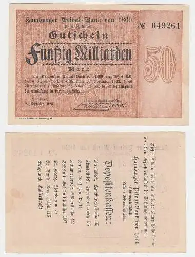 50 Milliarden Mark Banknote Hamburger Privat Bank 24.10.1923 (115814)