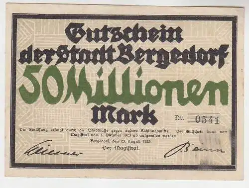 50 Millionen Mark Banknoten Stadt Bergedorf 23.8.19123 (115698)