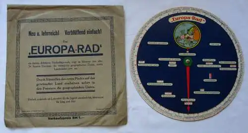 Patent Drehscheibe Lehrmittel "Europa Rad" um 1930 (114063)