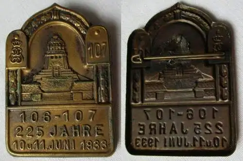 Seltenes Abzeichen 225 Jahre Infanterie Regiment 106 - 107 Leipzig 1933 (105407)