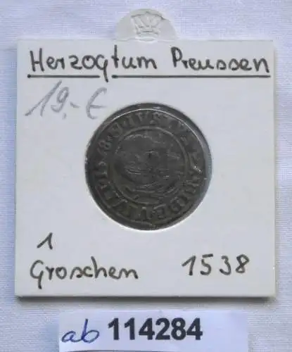1 Groschen Silber Münze Preussen Albrecht von Brandenburg 1538 (114284)