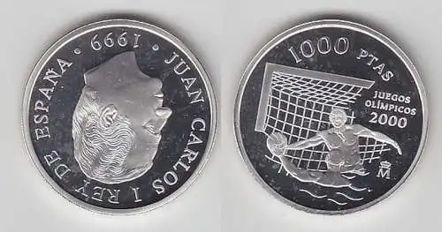 1000 Pesetas Silbermünze Spanien Olympiade Sydney 2000 Wasserball, 1999 (116023)