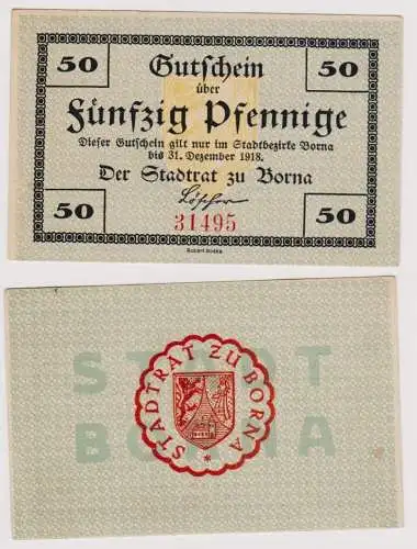 50 Pfennig Banknote Notgeld Stadt Borna 31.12.1918 (120743)