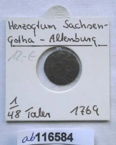 1/48 Taler Silber Münze Sachsen Gotha Altenburg Friedrich III 1769 (116584)