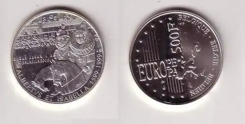 500 Franc Silbermünze Albert und Isabell zu Pferde beim Einzug in Brüssel 115941