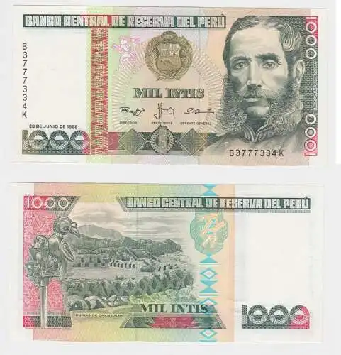 1000 Intis Banknote Peru 28. Juni 1988 bankfrisch UNC Pick 136 (153847)