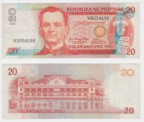 20 Piso Banknote Philippinen 2005 Pick 182 h (153642)